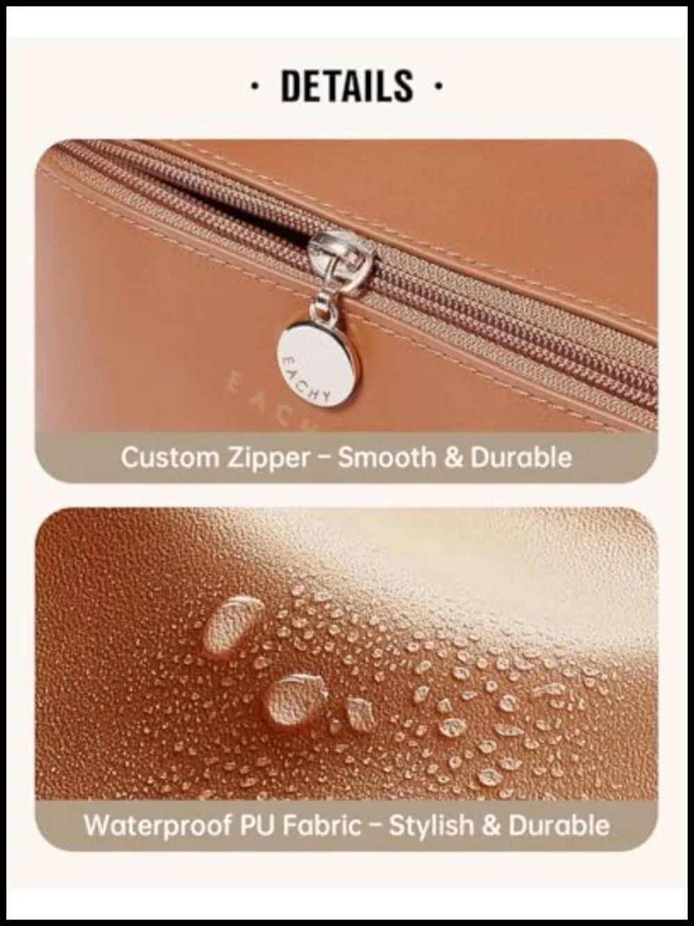 Large Capacity Waterproof PU Leather Travel Makeup Bag